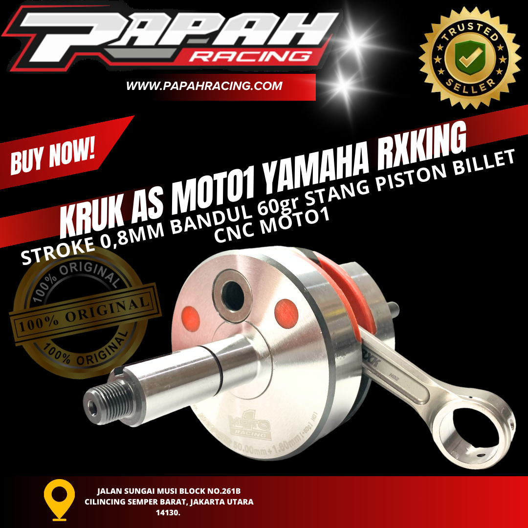 CRANKSHAFT KRUK AS MOTO1 YAMAHA RXKING STROKE 0,8MM BANDUL 60gr STANG PISTON BILLET CNC MOTO1